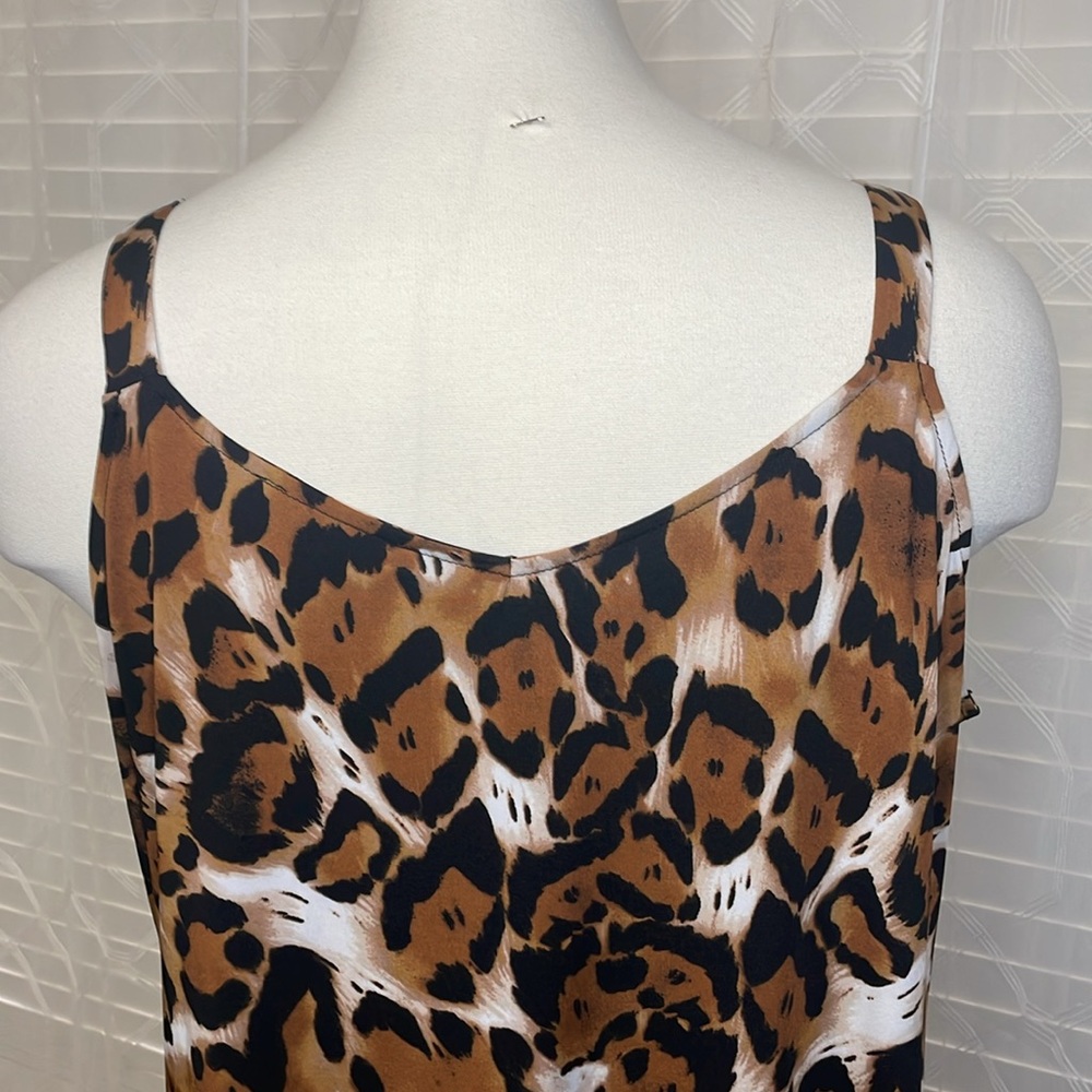 Kate & Mallory Dress Womens 3X Tan Black Sleeveless Animal Print High Low V Neck - Picture 10 of 10